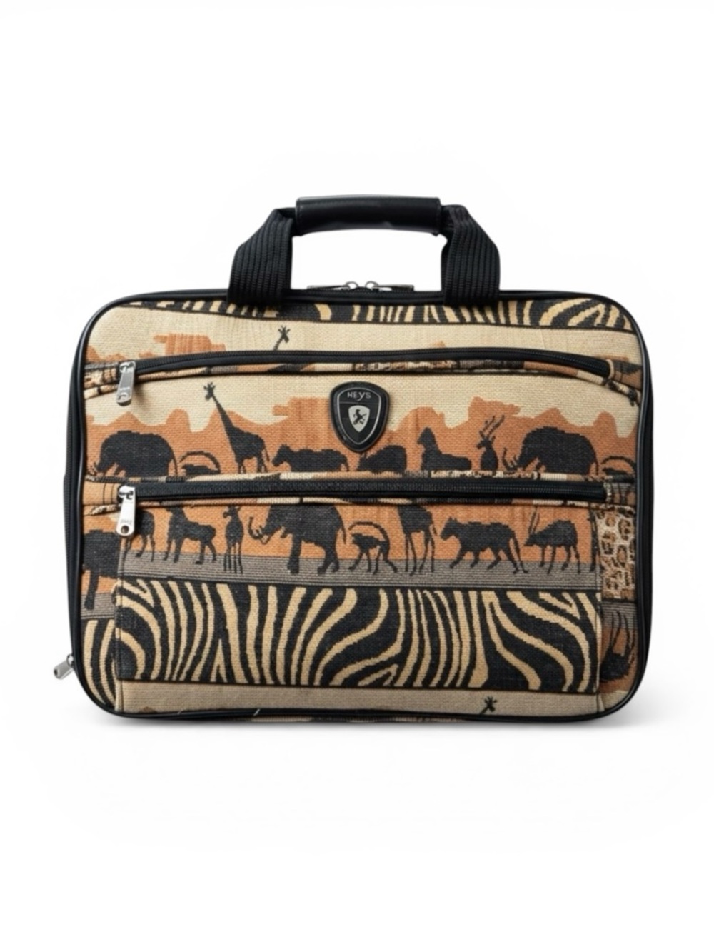 Heys Carry On Travel Bag Weekend Suitcase Tapestry Tote Brown Black Safari 16x12